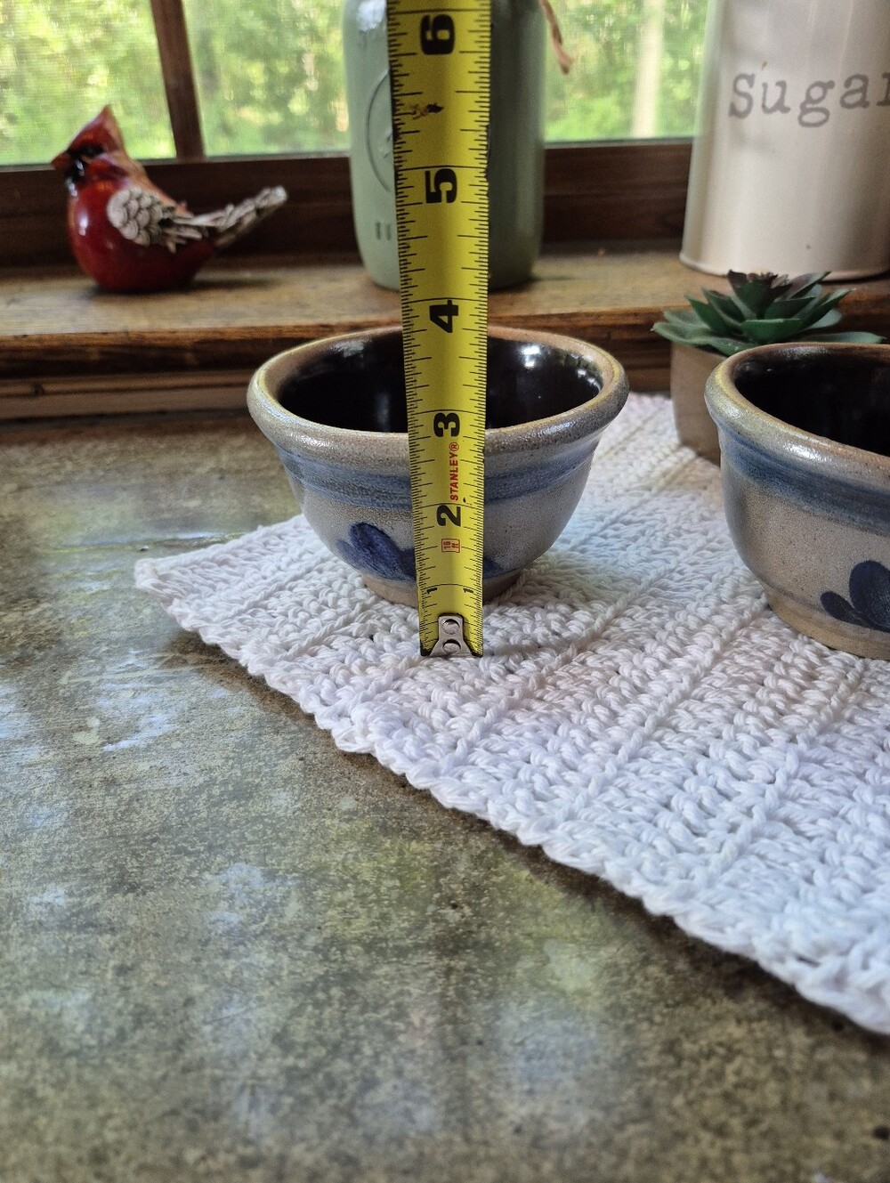 2pc. Vintage 1987 Rowe Pottery Works Blue Salt-Glazed Small Stoneware Bowls 4.5" - Picture 11 of 12
